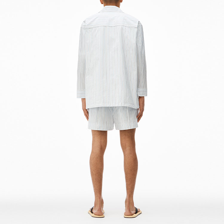 Shop Alexander Wang SS22 Striped Loose Fit Long Sleeve Shirt Unisex White UWC2222010-100