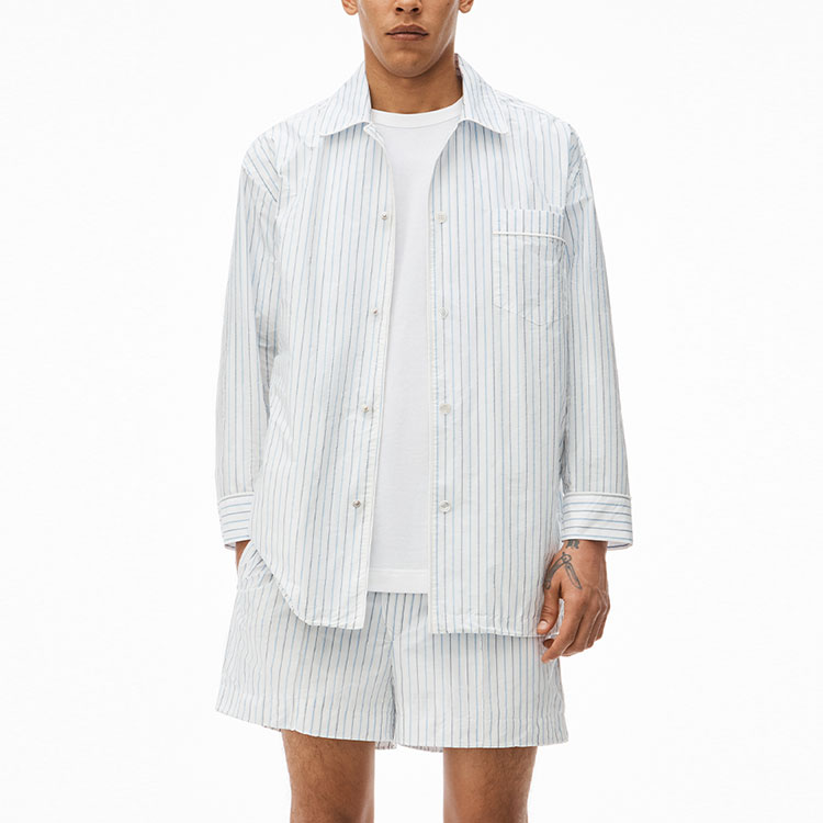 Details for Alexander Wang SS22 Striped Loose Fit Long Sleeve Shirt Unisex White UWC2222010-100