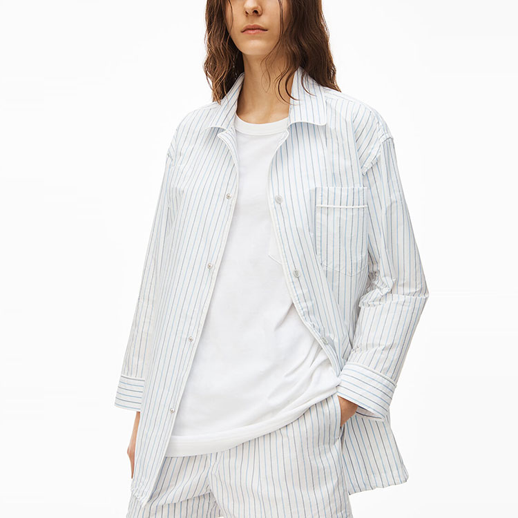 Sizing Alexander Wang SS22 Striped Loose Fit Long Sleeve Shirt Unisex White UWC2222010-100