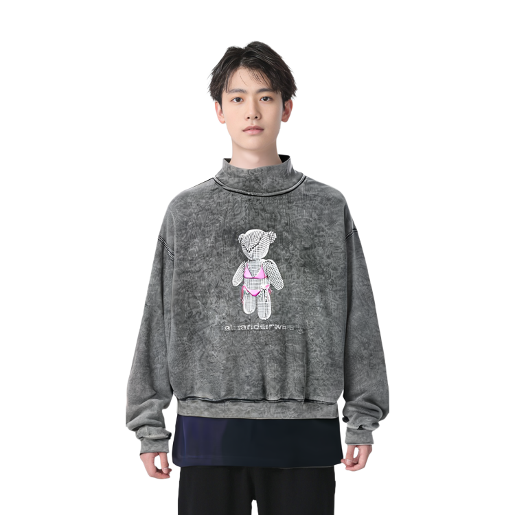 Sizing Sudadera Unisex Gráfica Oso de Peluche Alexander Wang SS22 Gris. UCC1221502-007
