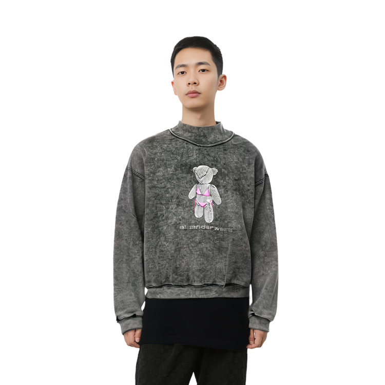 Cheap Sudadera Unisex Gráfica Oso de Peluche Alexander Wang SS22 Gris. UCC1221502-007