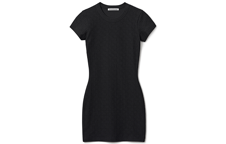 Order 亚历山大王 SS22 纹理Logo迷你T恤连衣裙 黑色 4CC3216128-001