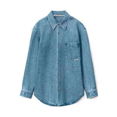 Alexander Wang SS22 Unisex Blue Denim Shirt Jacket Long Sleeve. UDC3221625-483