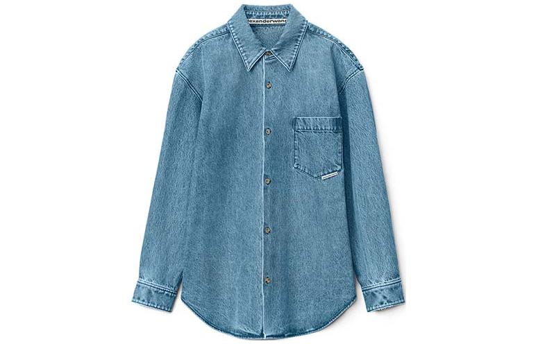 Order Alexander Wang SS22 Unisex Blue Denim Shirt Jacket Long Sleeve. UDC3221625-483