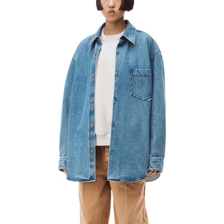 Lookbook Alexander Wang SS22 Unisex Blue Denim Shirt Jacket Long Sleeve. UDC3221625-483