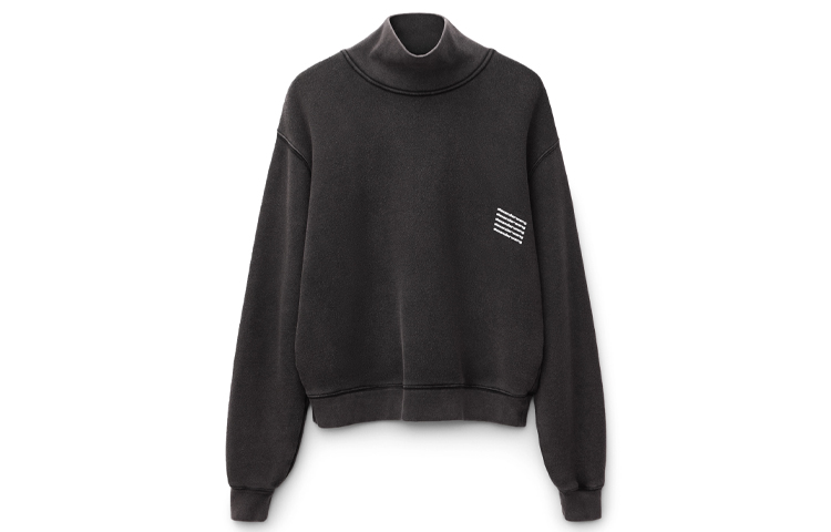 Alexander Wang SS22 Unisex Velvet Turtleneck Pullover Sweatshirt Black. UCC3211473-007