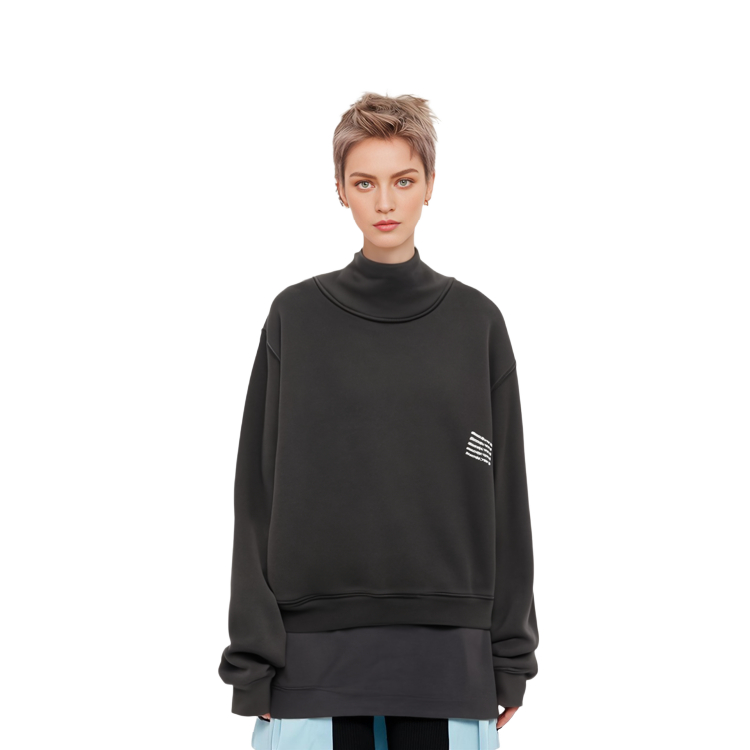 Sizing Alexander Wang SS22 Unisex Baju Beludru Leher Tinggi Hitam. UCC3211473-007