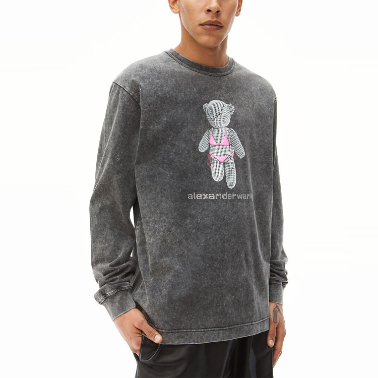 Details for 亚历山大王SS22复古熊印花男女同款长袖T恤深灰色 UCC1221500-007