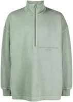 Alexander Wang SS23 Green Half-Zip Sweatshirt with Front Logo Print. UCC2231612351 Alexander Wang SS23 Green Half-Zip Sweatshirt with Front Logo Print. UCC2231612351