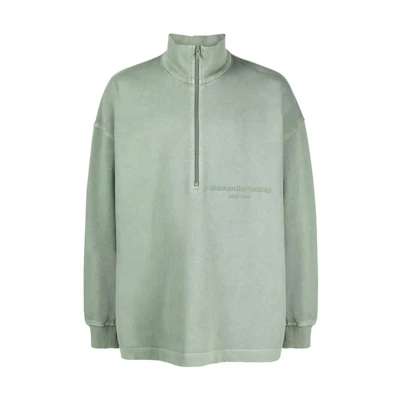 Alexander Wang SS23 Green Half-Zip Sweatshirt with Front Logo Print. UCC2231612351