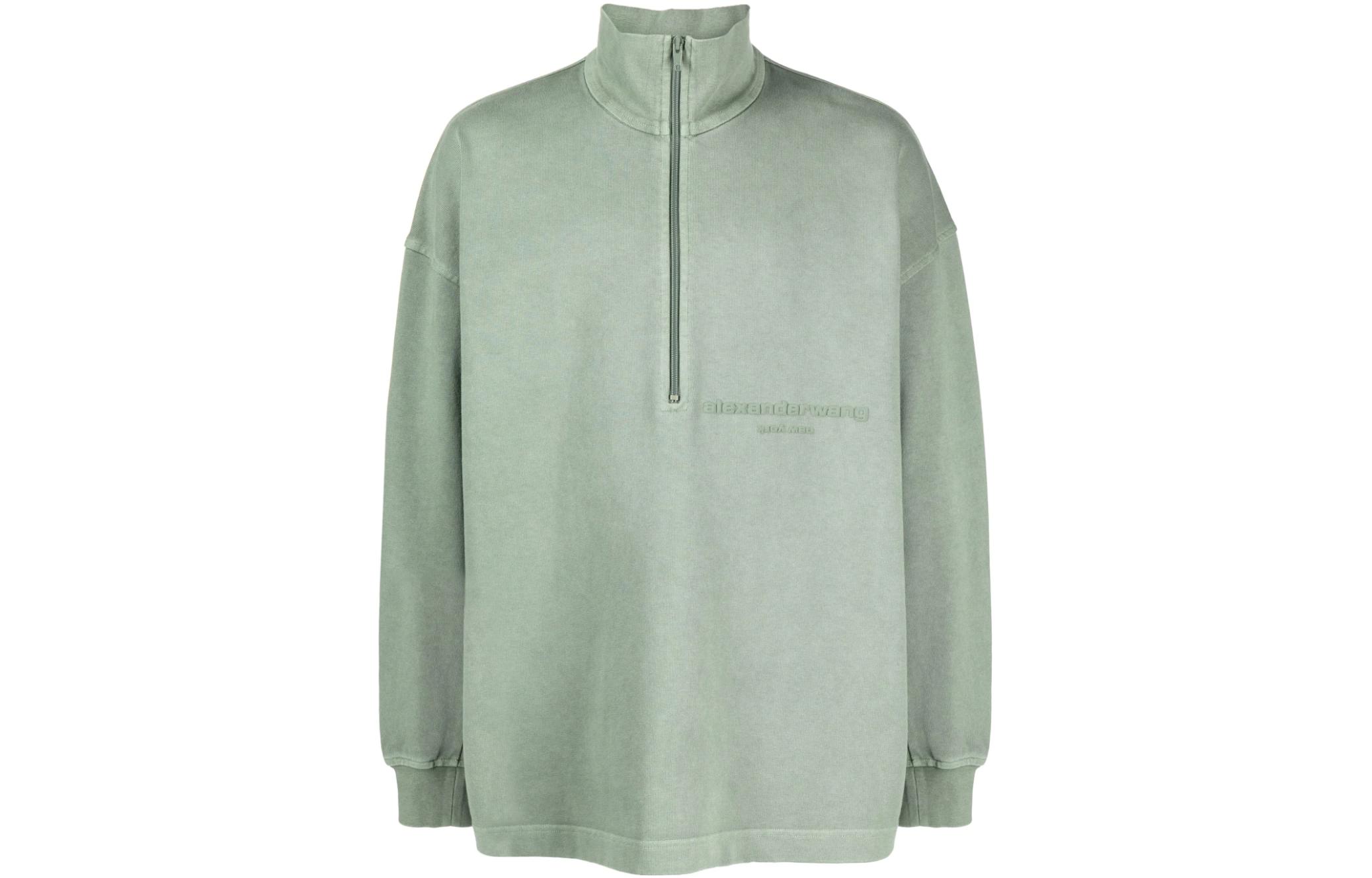 Order Alexander Wang SS23 綠色半拉鏈Logo印花衛衣 UCC2231612351