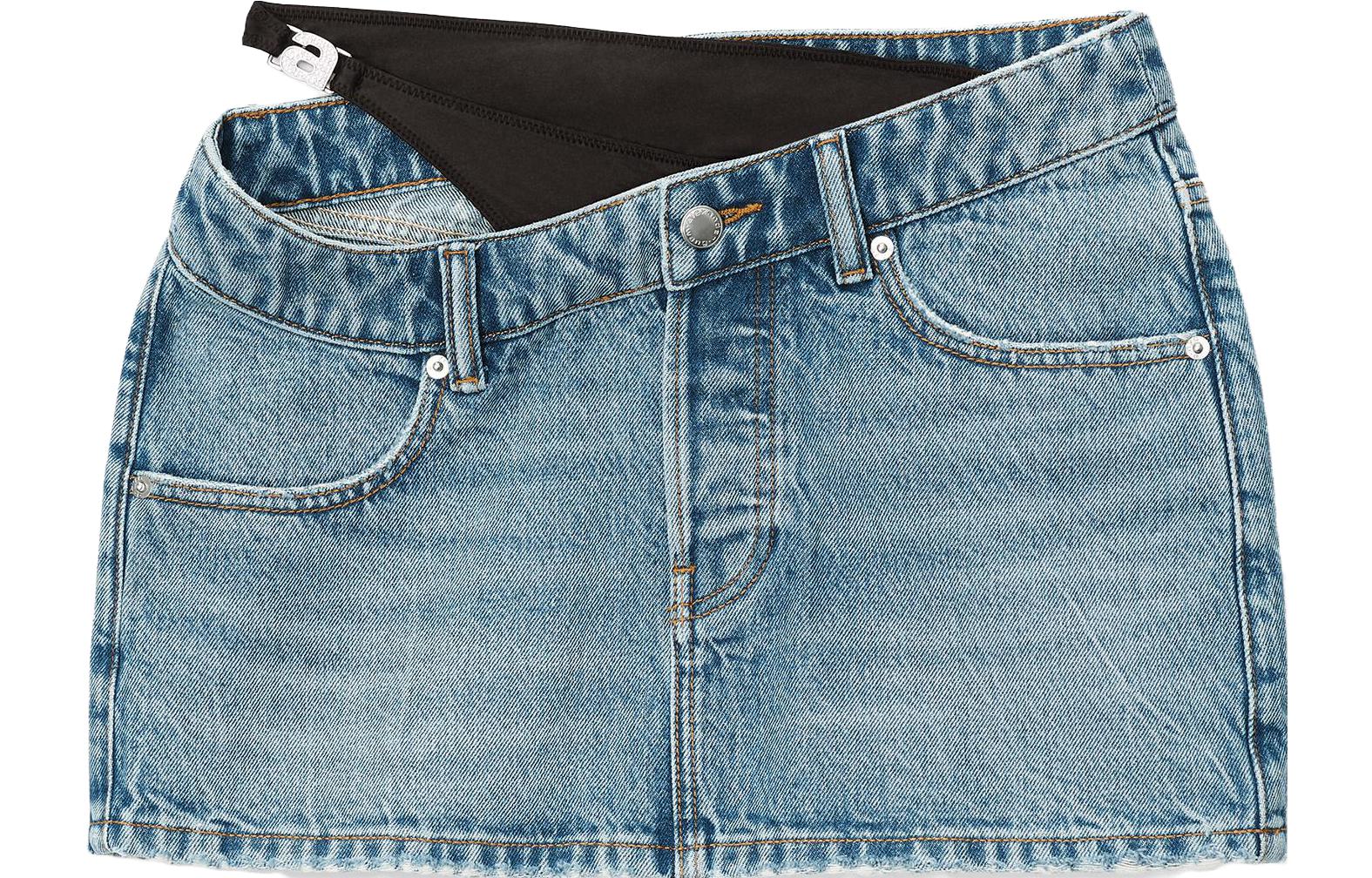 Alexander Wang SS23 Asymmetrical Denim Bikini Layered Mini Skirt Navy Blue 4DC3235138-486