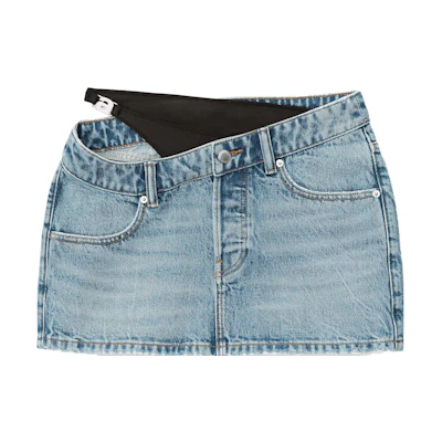 Alexander Wang SS23 Asymmetrical Denim Bikini Layered Mini Skirt Navy Blue 4DC3235138-486