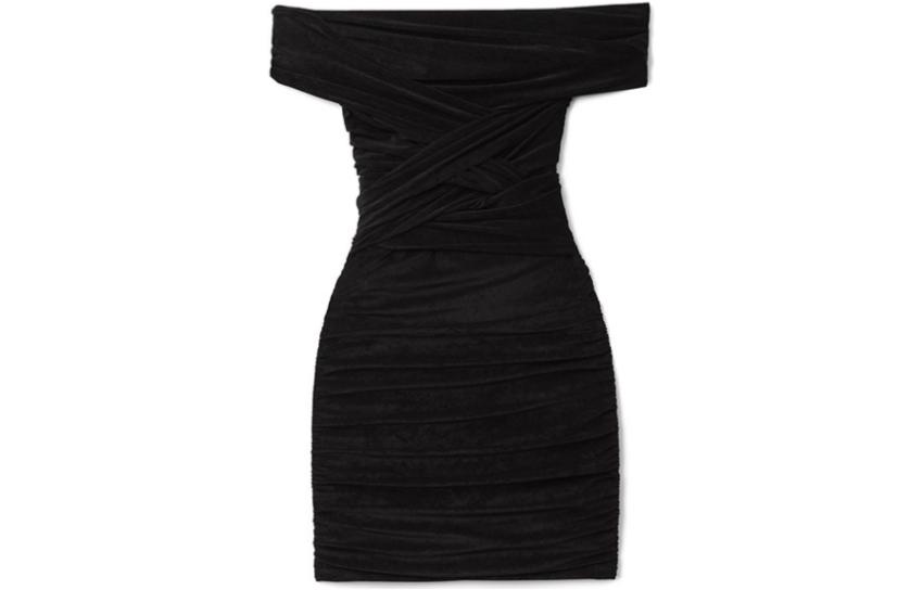 Alexander Wang SS23 Black Faux Suede Off-Shoulder Short Sleeve Dress 1CC1236550-001 圖 2