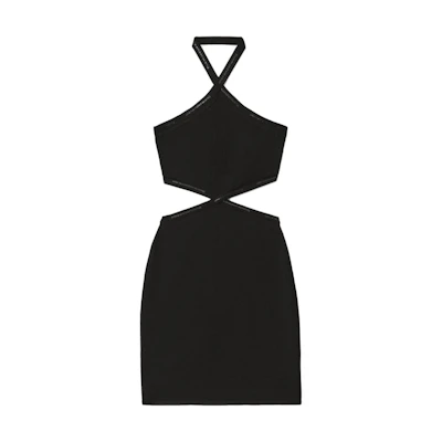 Alexander Wang SS23 Black Knit Logo Halter Neck Cut-Out Dress 4KC1236038-001
