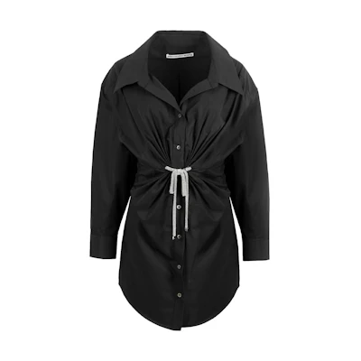 Alexander Wang SS23 Black Solid Button-Up Long-Sleeve Shirt Dress 1WC1236209-001