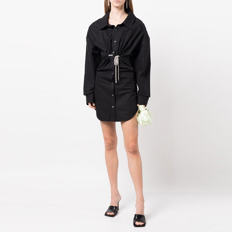 Alexander Wang SS23 Black Solid Button-Up Long-Sleeve Shirt Dress 1WC1236209-001 圖 3