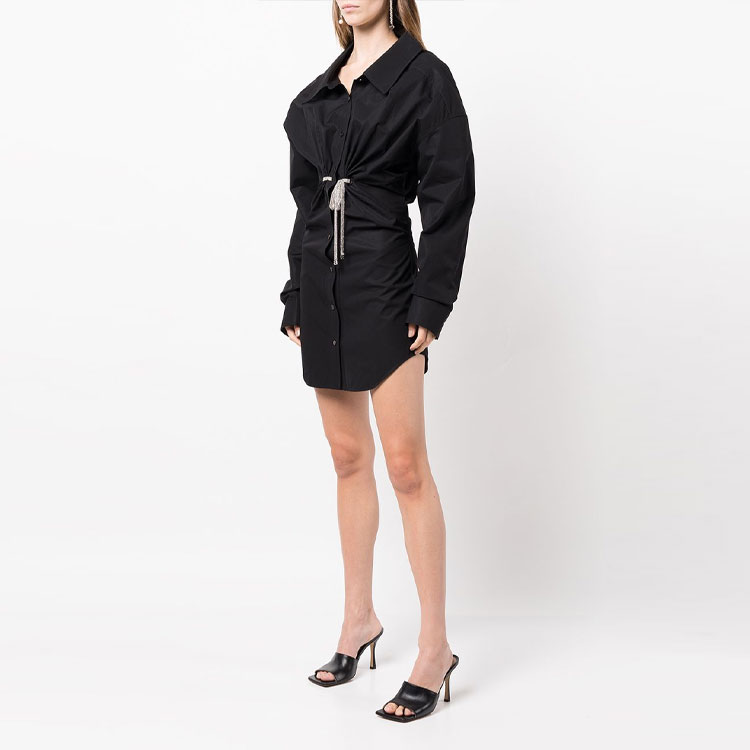 Alexander Wang SS23 Black Solid Button-Up Long-Sleeve Shirt Dress 1WC1236209-001 圖 4