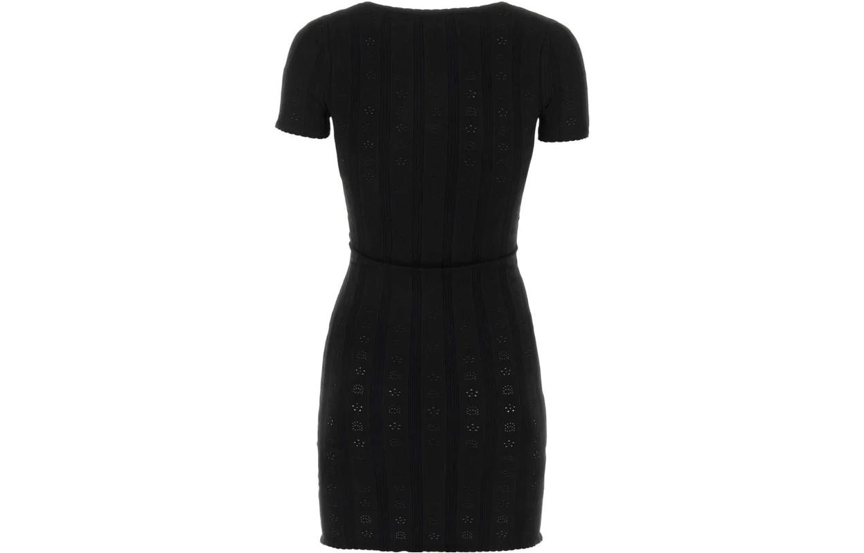 Lookbook 알렉산더 왕 SS23 블랙 스퀘어넥 하이웨이스트 슬림핏 반팔 원피스 4KC3236020001