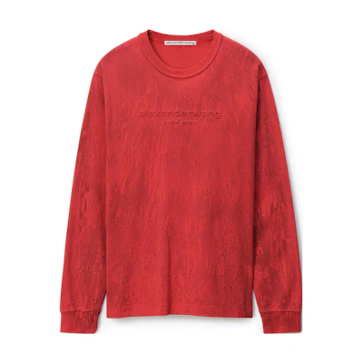 Alexander Wang SS23 Embossed Logo Crewneck Long Sleeve Tee Unisex Neem Green UCC2231621-651