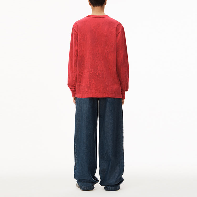 Shop Alexander Wang SS23 Embossed Logo Crewneck Long Sleeve Tee Unisex Neem Green UCC2231621-651