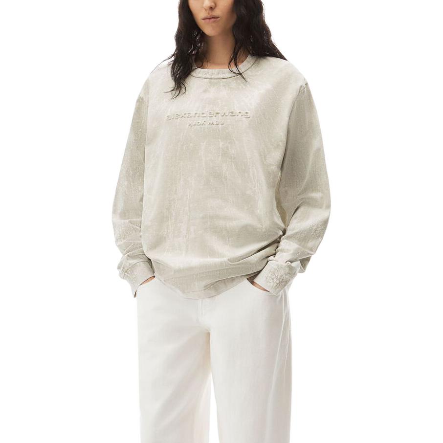 Purchase Camiseta Unisex Manga Larga Alexander Wang SS23 Logo Grabado Gris Hielo. UCC2231621076