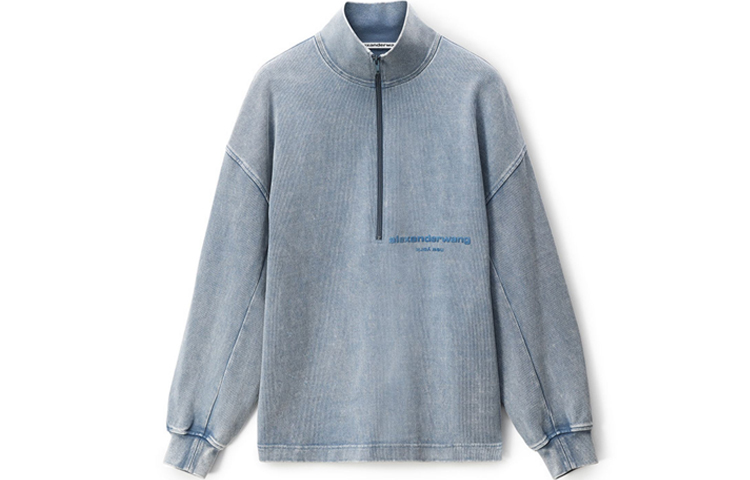 Order Alexander Wang SS23 Half-Zip Sweatshirt Grey with Logo Embroidery for Men. UCC2231612-077