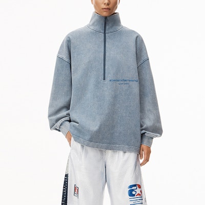 亚历山大王 SS23 男士灰色半拉链刺绣标志卫衣 UCC2231612-077 Lookbook 亚历山大王 SS23 男士灰色半拉链刺绣标志卫衣 UCC2231612-077
