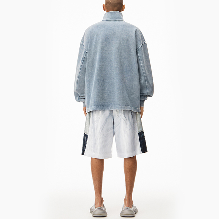 Purchase Alexander Wang SS23 Half-Zip Sweatshirt Grey with Logo Embroidery for Men. UCC2231612-077