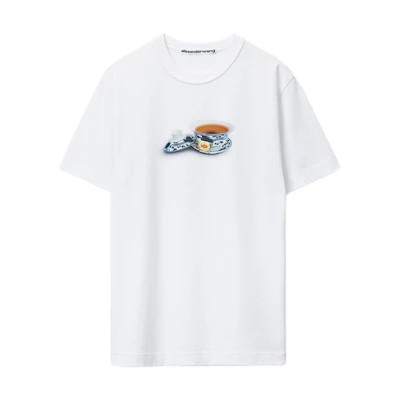 Alexander Wang SS23 Knit Teacup Print Crewneck T-Shirt Unisex White. UCC1231598-111