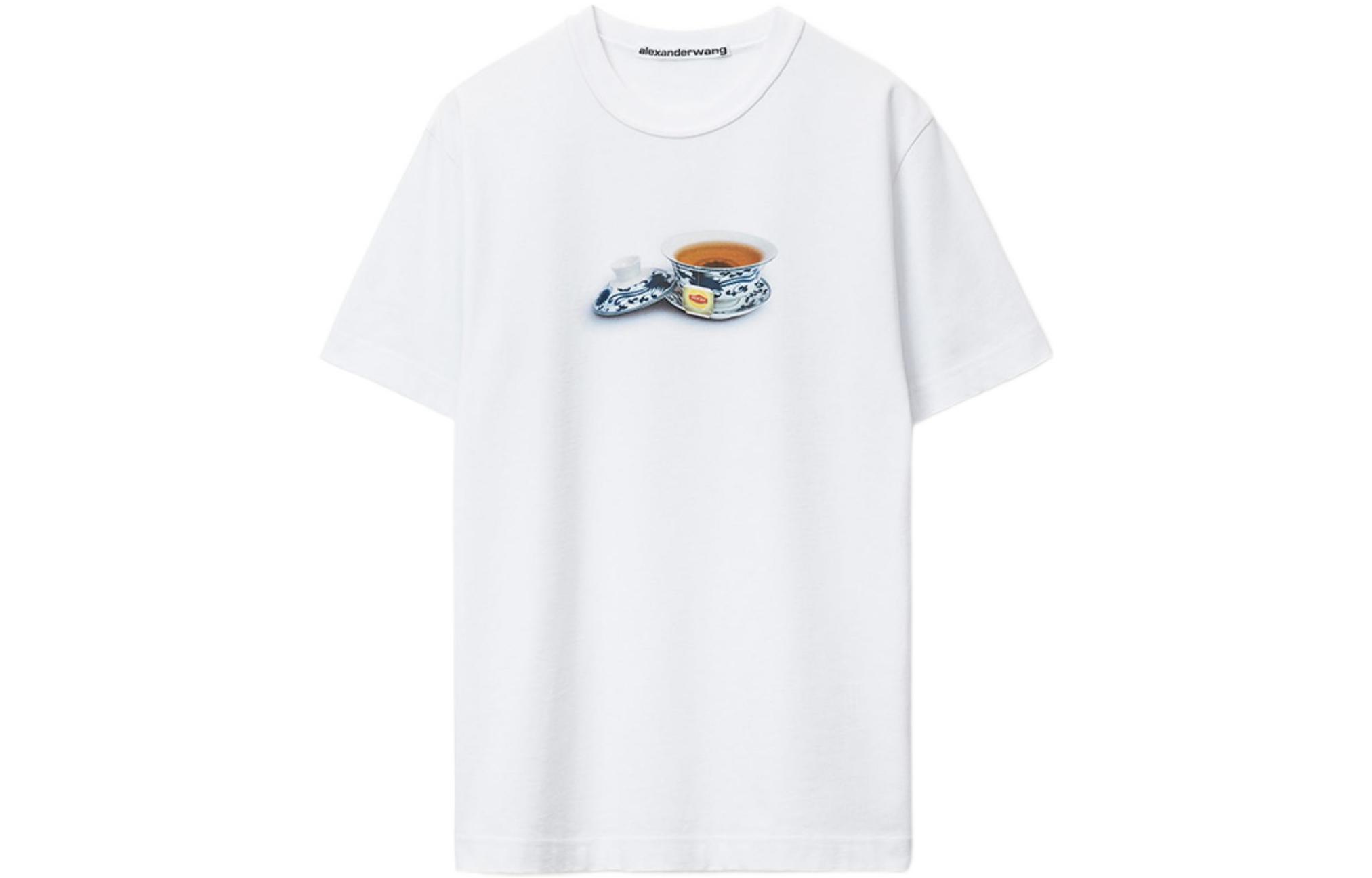 Order Camiseta Unisex Blanco Alexander Wang SS23 Tejido Estampado Tazas de Té. UCC1231598-111