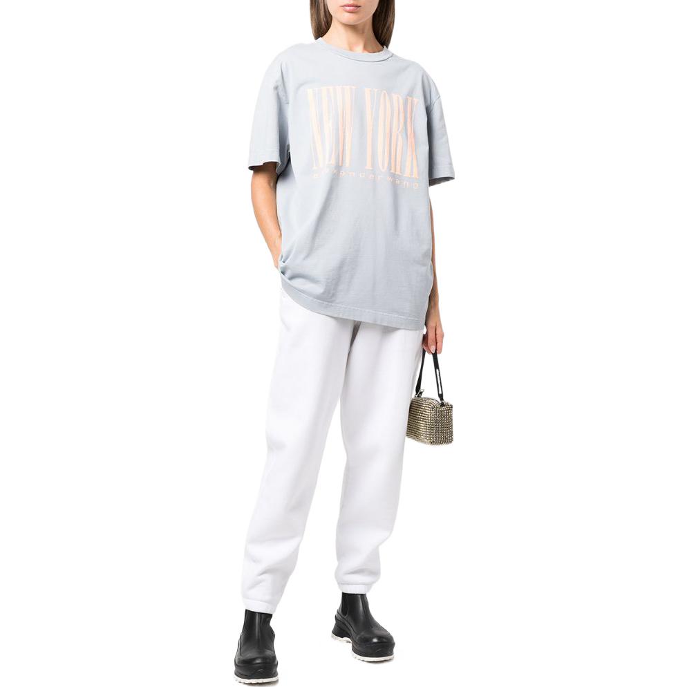 Shop Alexander Wang SS23 Kaos Unisex Crewneck Logo Print Biru Muda UCC1231599-491