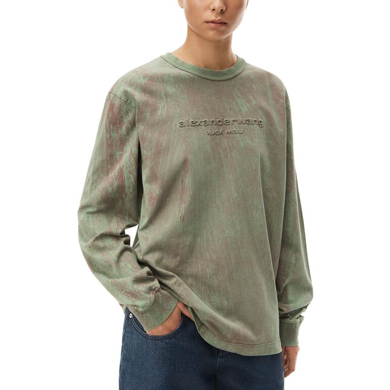 Purchase アレキサンダーワン SS23 オーバーサイズ 長袖 クルーネックTシャツ ユニセックス グリーン UCC2231621349
