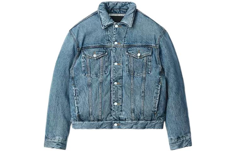 Order 亚历山大王SS23复古靛蓝蓝色男女通用绗缝牛仔机车夹克 UDC1232316-473