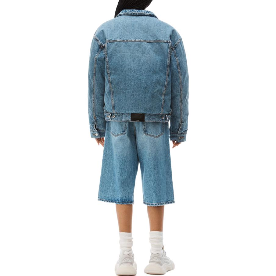 Purchase 亚历山大王SS23复古靛蓝蓝色男女通用绗缝牛仔机车夹克 UDC1232316-473