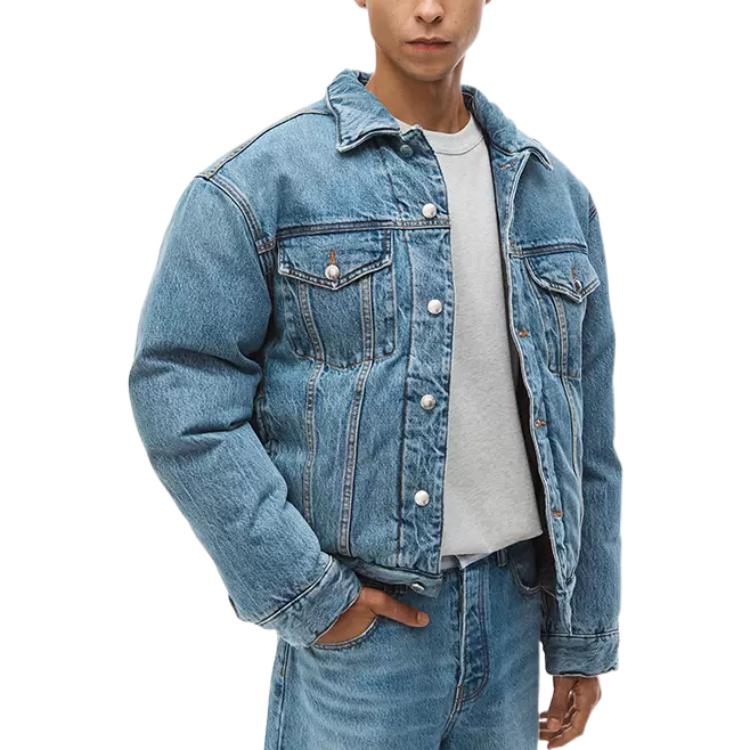 Details for 亚历山大王SS23复古靛蓝蓝色男女通用绗缝牛仔机车夹克 UDC1232316-473