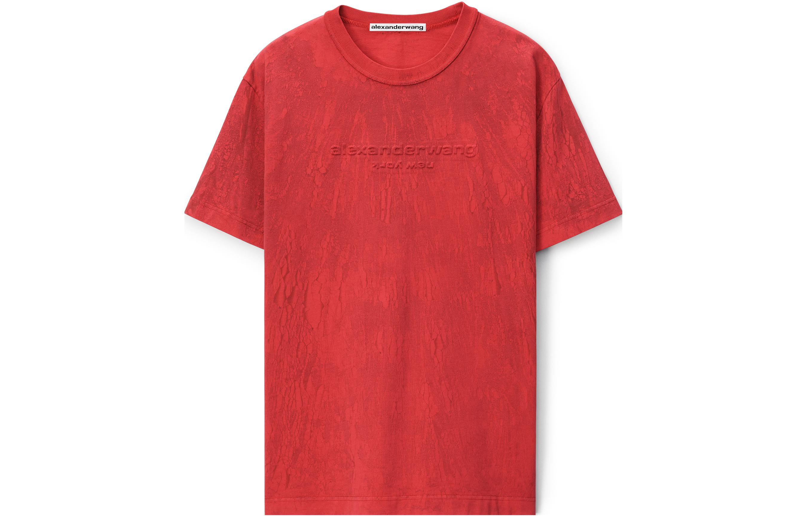 Alexander Wang SS23 Red Crewneck Letter Print T-Shirt for Men UCC22316226-51A