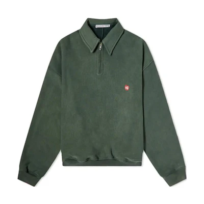 Alexander Wang SS23 Solid Logo Embroidered Half-Zip Sweatshirt Unisex Green UCC4221567-307