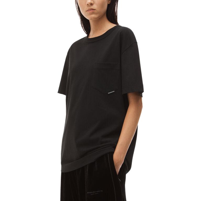 Shop Alexander Wang SS23 Unisex Black Crewneck T-Shirt Casual Wear UCC2221528-001