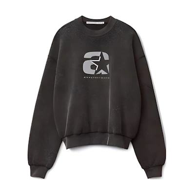 Alexander Wang SS23 Unisex Logo Sweatshirt in Charcoal Grey Fleece Sportswear Style UCC1231576-010
