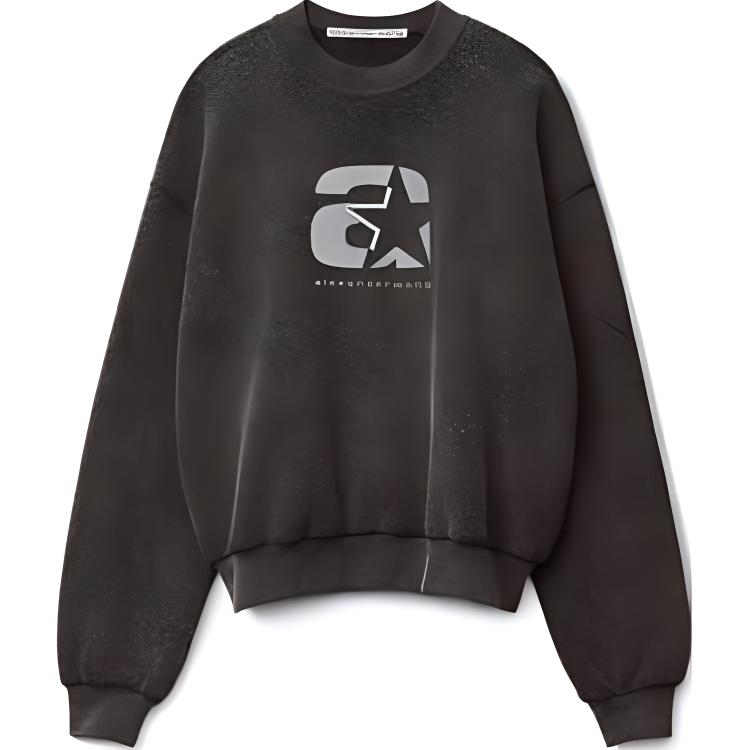 Order Alexander Wang SS23 Unisex Logo Sweatshirt in Charcoal Grey Fleece Sportswear Style UCC1231576-010