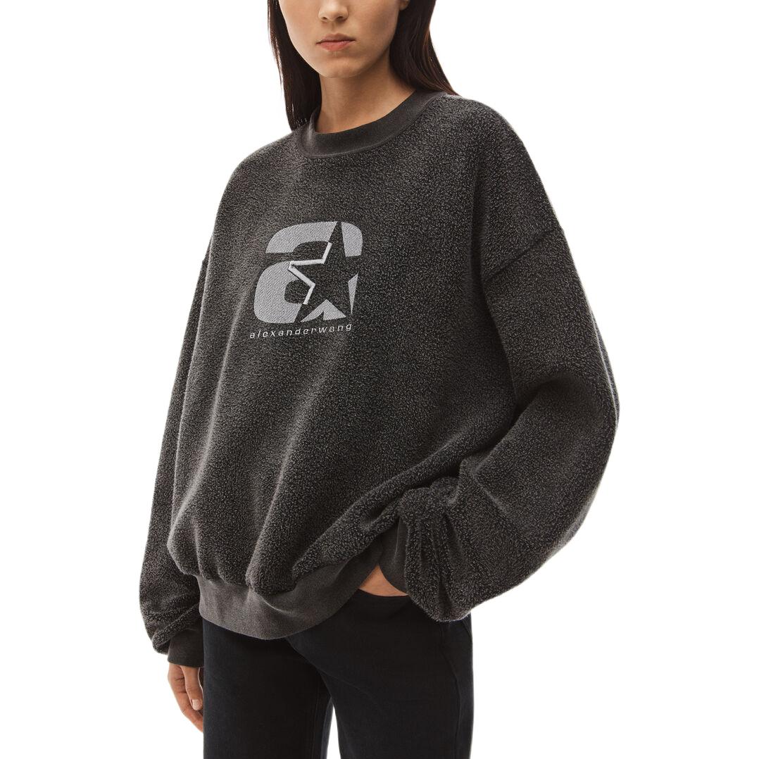 Shop Alexander Wang SS23 Unisex Logo Sweatshirt in Charcoal Grey Fleece Sportswear Style UCC1231576-010
