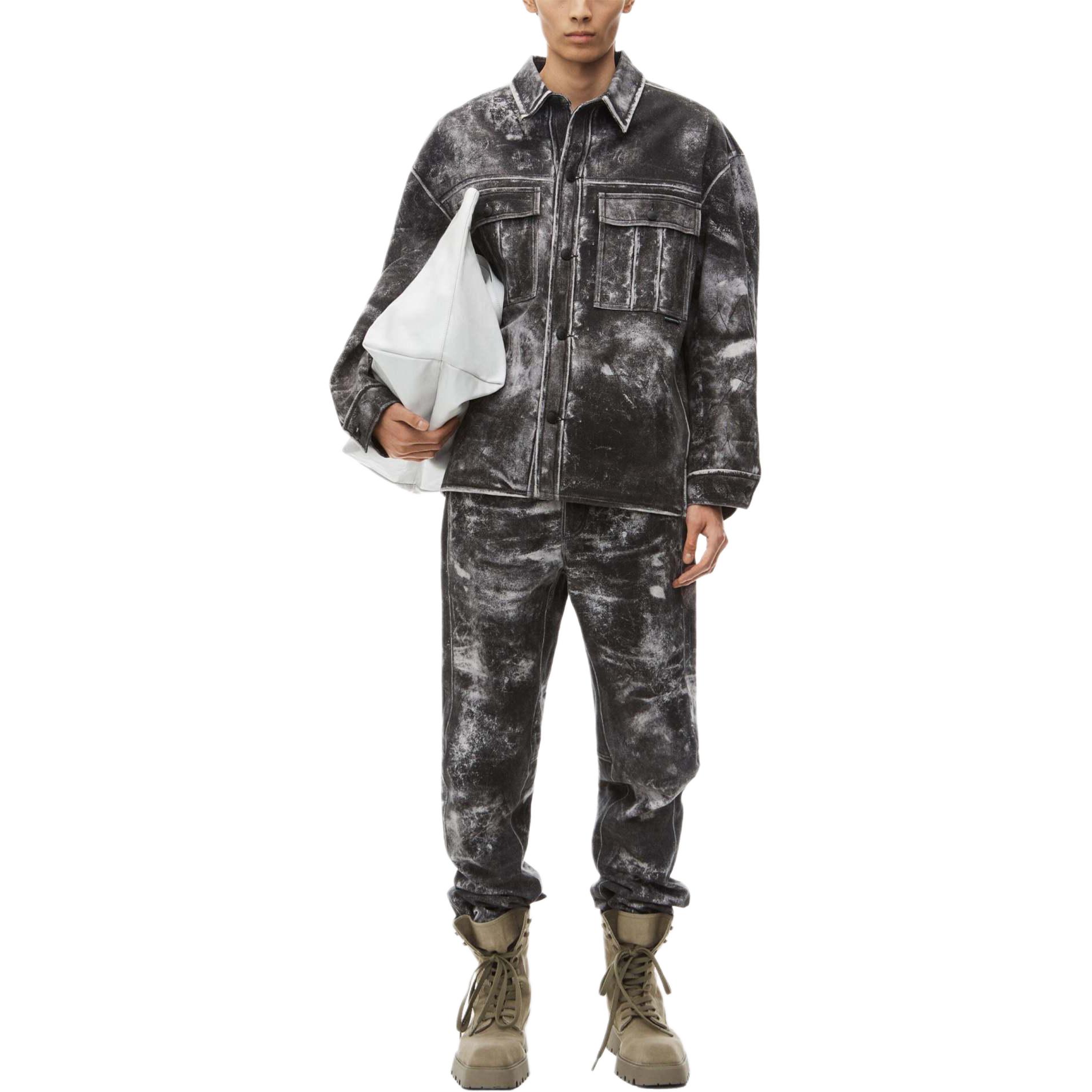 Lookbook Alexander Wang SS24  Black Single-Breasted Relaxed Illusion Print Leather Jacket 6WC3241050019B