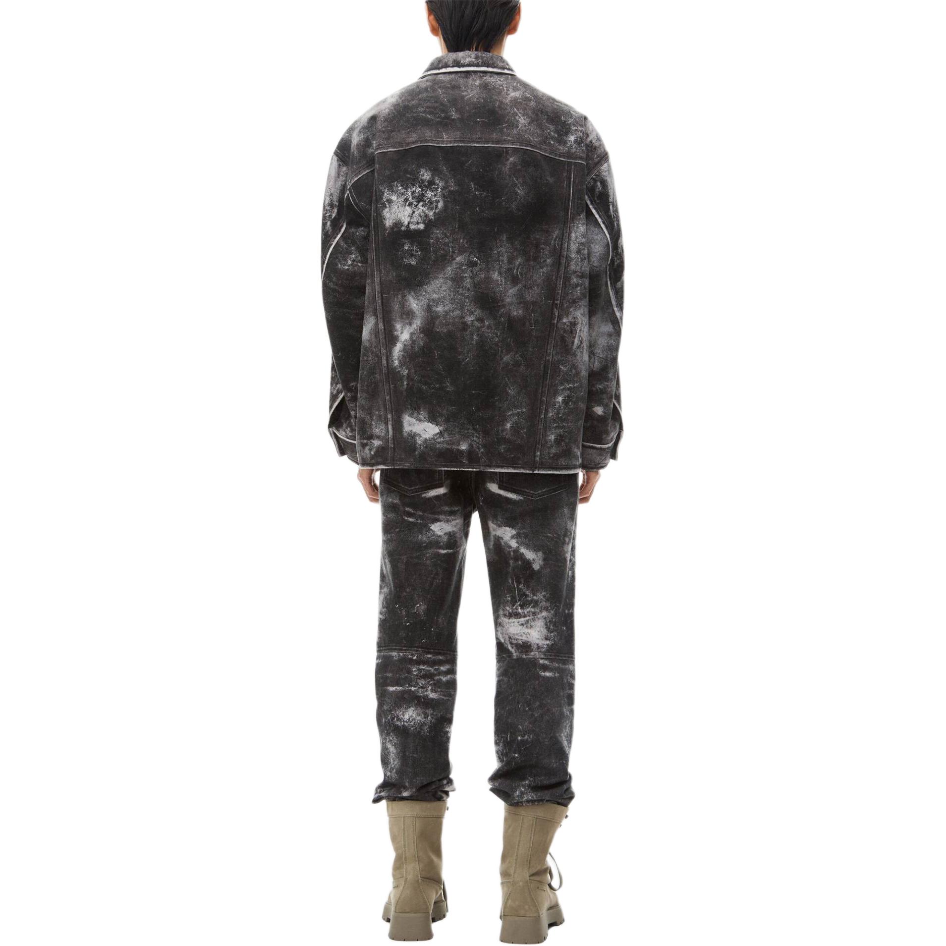 Shop Alexander Wang SS24  Black Single-Breasted Relaxed Illusion Print Leather Jacket 6WC3241050019B