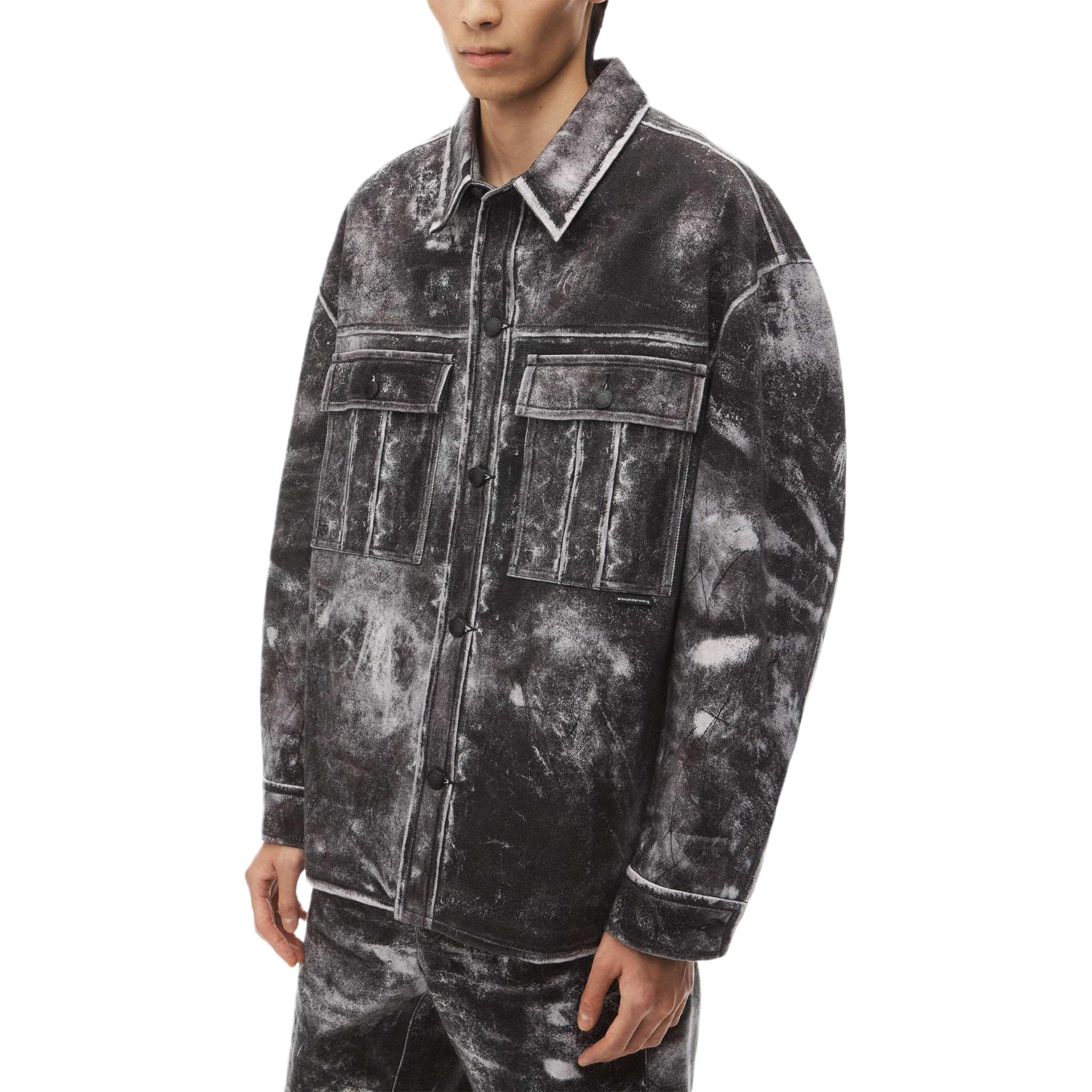 Purchase Alexander Wang SS24  Black Single-Breasted Relaxed Illusion Print Leather Jacket 6WC3241050019B