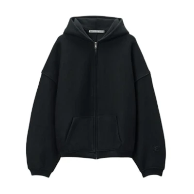 Alexander Wang SS24 Black Hoodie with Star Logo Print Unisex 6CC2242051001