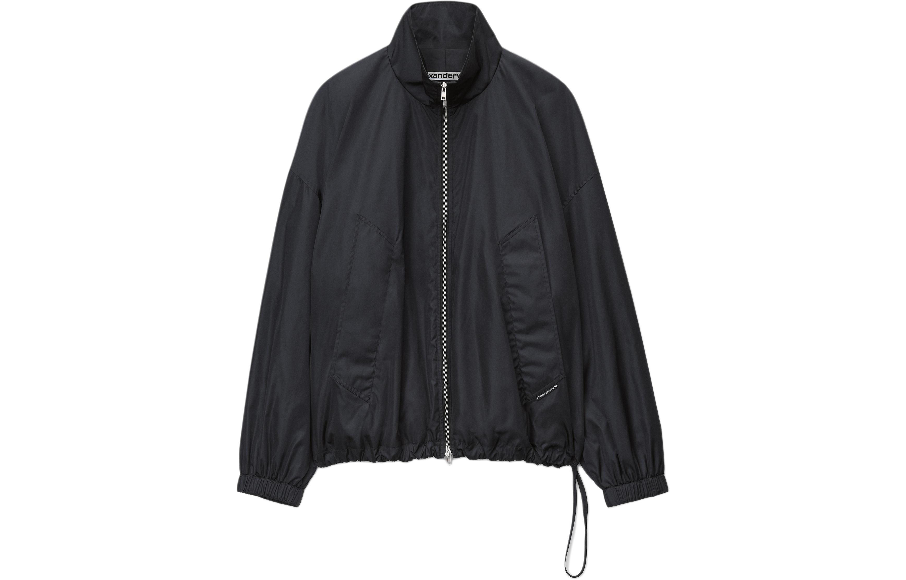 Alexander Wang SS24 Black Loose Fit Zip Funnel Neck Drawstring Jacket 6WC1242018-001
