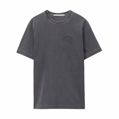 Alexander Wang SS24 Embossed Crewneck Oversized T-Shirt Unisex Washed Black. UCC1241670-011