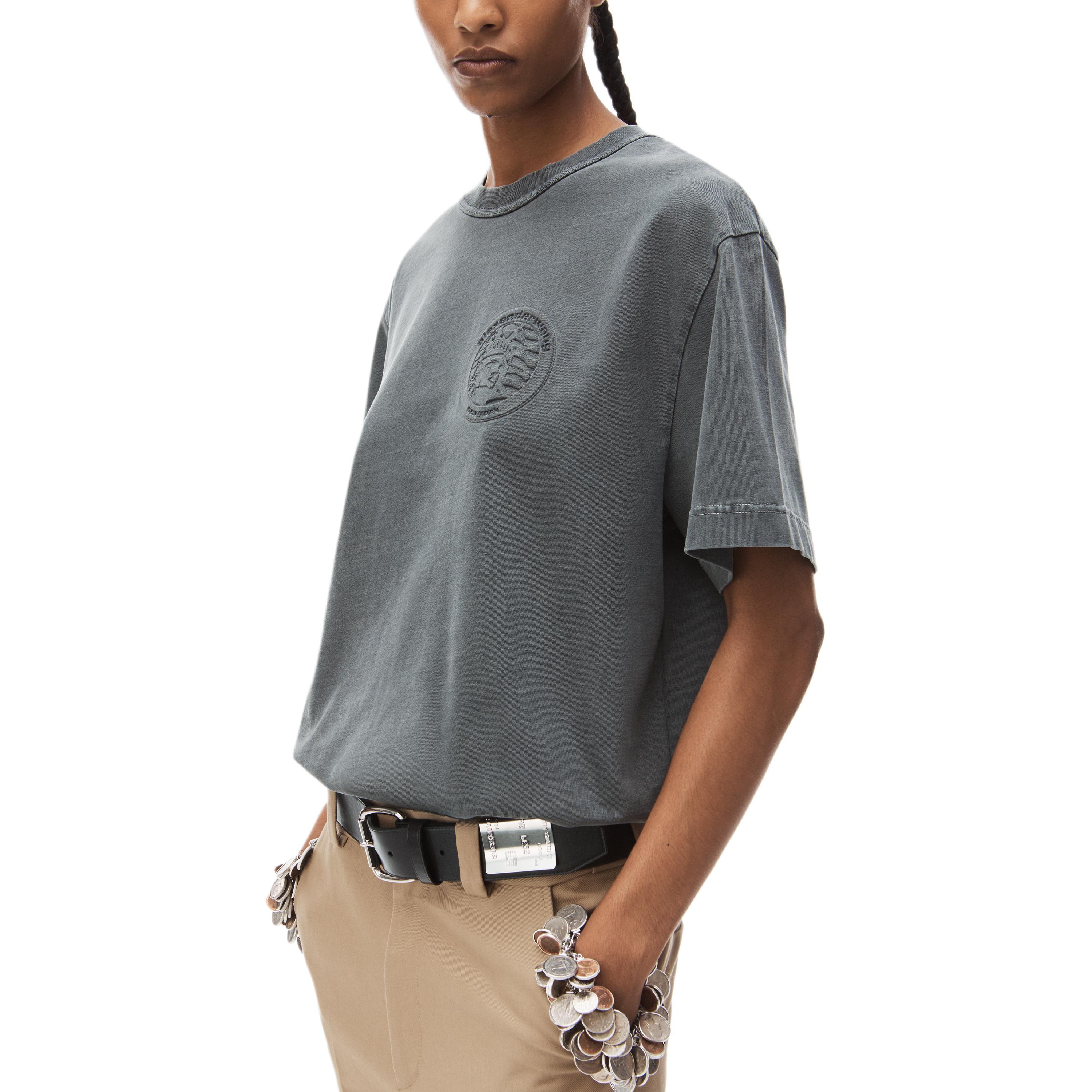 Purchase Alexander Wang SS24 Embossed Crewneck Oversized T-Shirt Unisex Washed Black. UCC1241670-011