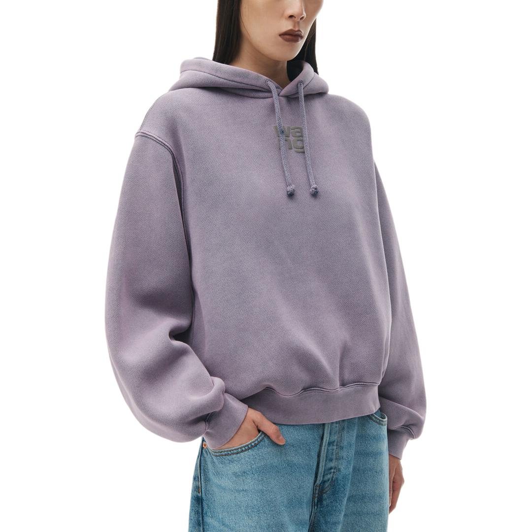 Shop アレキサンダー ワン SS24 ロゴ テリー フーディ ユニセックス ライトパープル 4CC32220696-87A